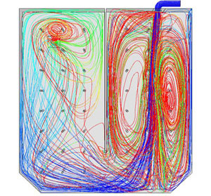 Particle Tracks Colored by Residence Time