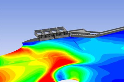 River Bed Erosion- Contours of shear level showing regions likely to experience erosion and sediment deposition